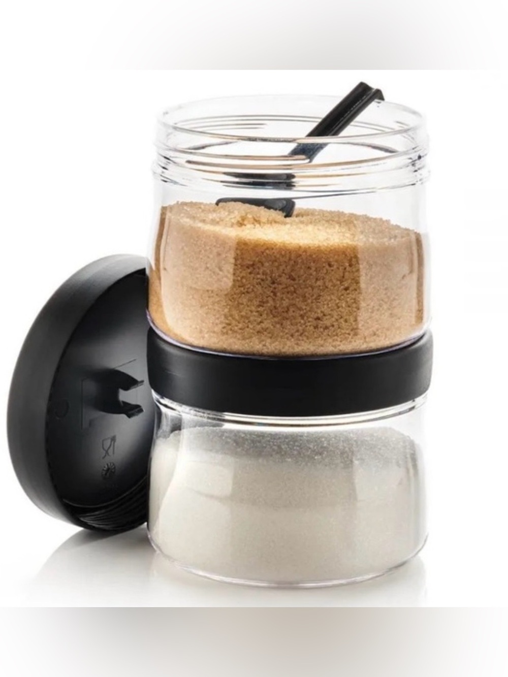 2Tupperware Counterscaping Dry Container 19oz Jar and Spoon Clear with Black Lid